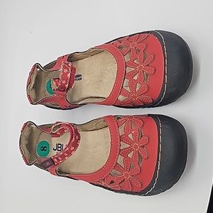 JBY by Jamba Red CrissCross Floral Mary Jane Flats Sandals